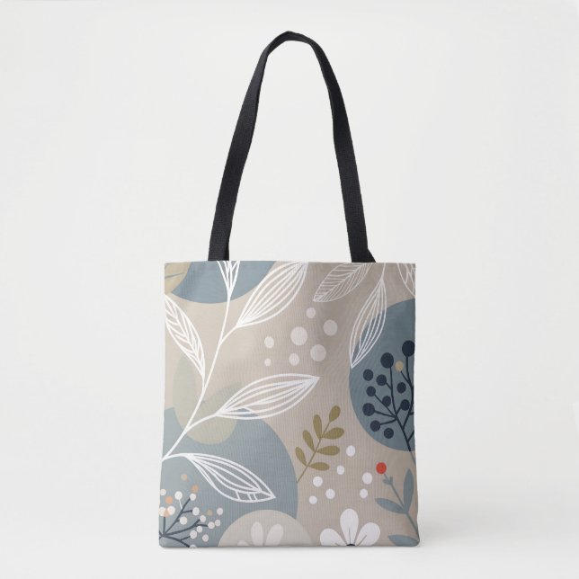 Mod White Floral auf Beige und Grün (Vorderseite)