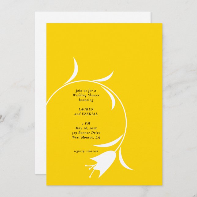 MOD YELLOW TULIP BRAUTPARTY EINLADUNG (Vorne/Hinten)