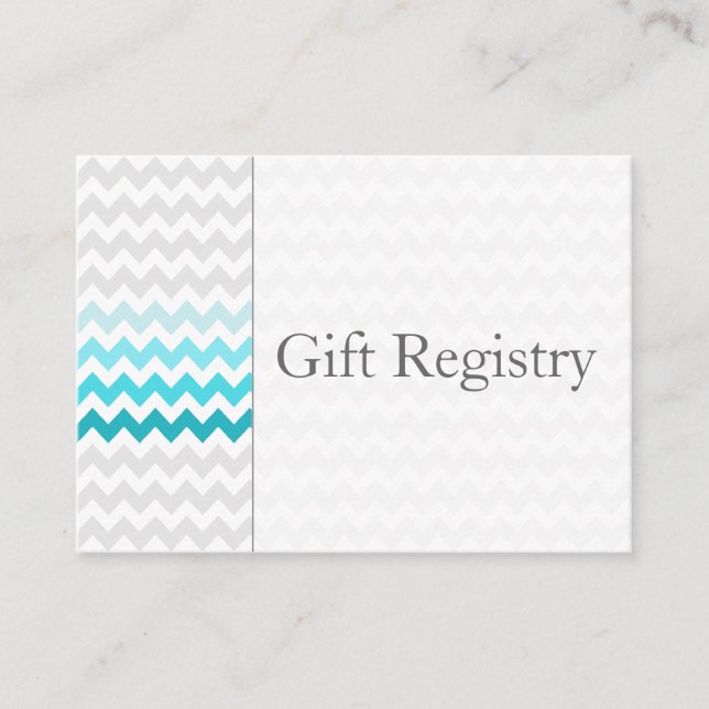 Mod Zickzack aqua Ombre Gift Registry Cards Begleitkarte (Vorderseite)