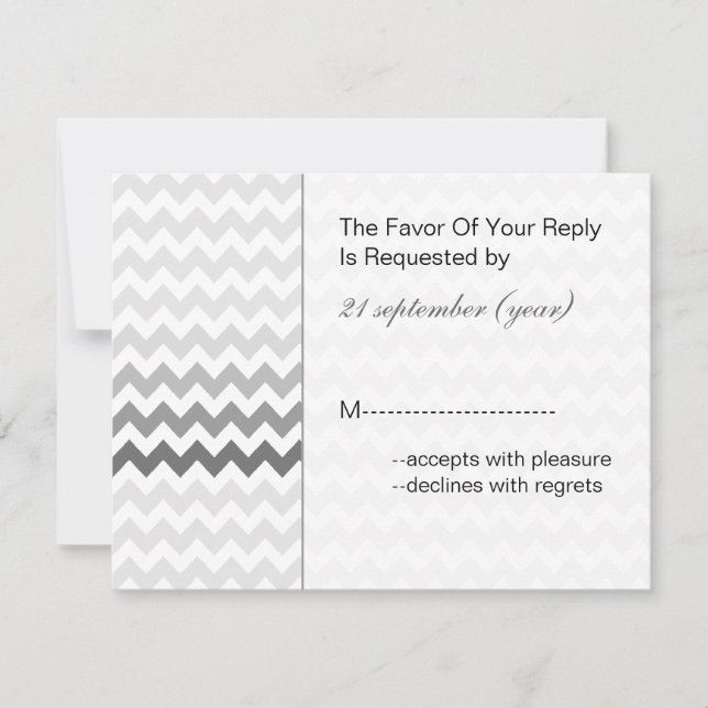 Mod Zickzack grau Ombre wedding rsvp Karte (Vorderseite)