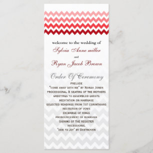 Mod Zickzack Rotes Ombre-Hochzeitsprogramm Programm