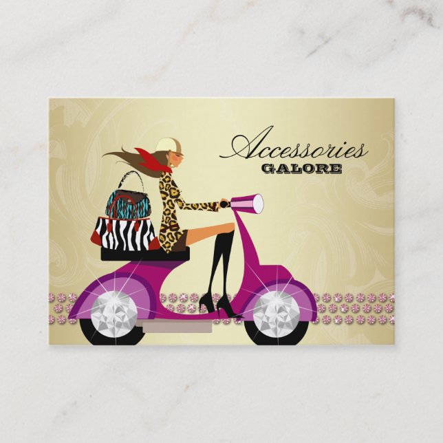 Mode-Accessoire-Geldbeutel-Schmuck-Rosa-Gold 2 Visitenkarte (Vorderseite)