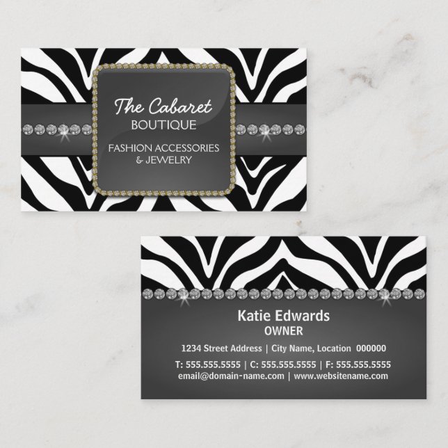 Mode-Accessoire u. Schmuck Visitenkarte (Vorne/Hinten)