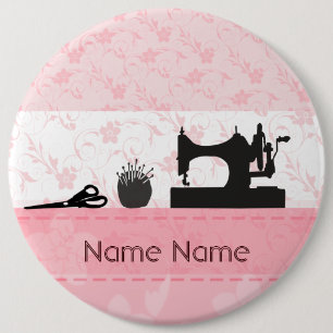 Mode-antike schwarze Nähmaschine-Näherin Button