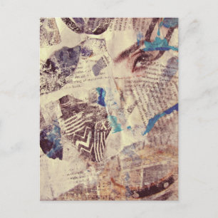 Mode-Augen-Abstrakt Mixed Media Collage Postkarte