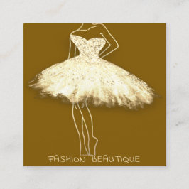 Mode Beautique Dress Gold Logo QR Code Quadratische Visitenkarte