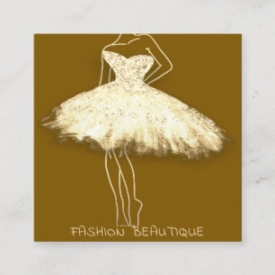 Mode Beautique Dress Gold Logo QR Code Quadratische Visitenkarte