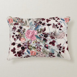 Mode-boho-Illustration mit Rose-Blume und p Dekokissen
