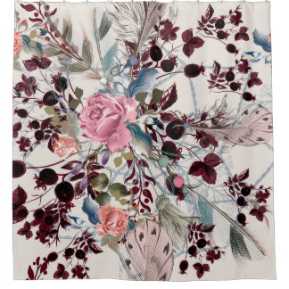 Mode-boho-Illustration mit Rose-Blume und p Duschvorhang