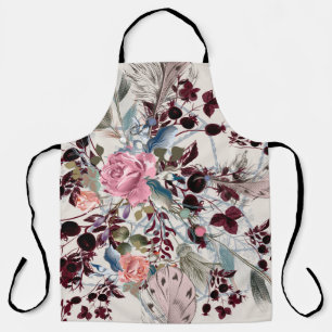 Mode-boho-Illustration mit Rose-Blume und p Schürze