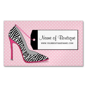 Mode Boutique Rosa Zebra Druckschuhe Magnetische Visitenkarte