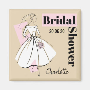 Mode Braut Neutrale Hochzeitsdusche Datum Name Magnet