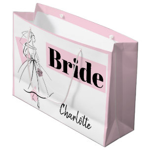 Mode Bride Pink Braun Geschenk Tasche große rosa Geschenktüte