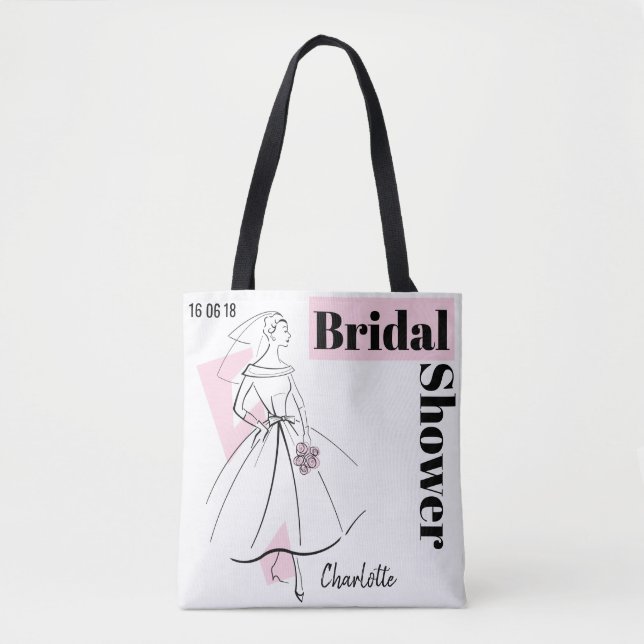 Mode Bride Pink Brautparty Name Tasche (Vorderseite)