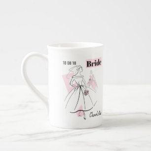 Mode Bride Pink Bride Name Tasse Knochen China