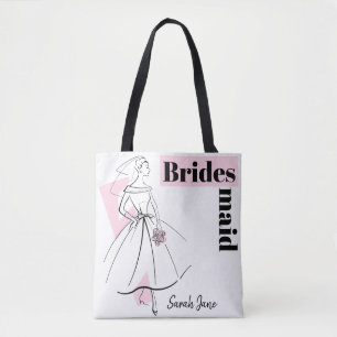 Mode Bride Pink Bridesmaid Name Tasche pink zurück