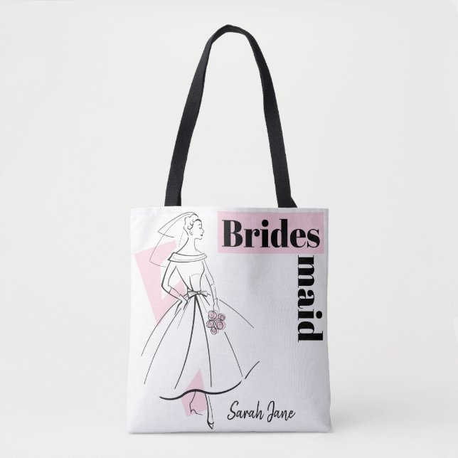 Mode Bride Pink Bridesmaid Name Tasche pink zurück (Vorderseite)