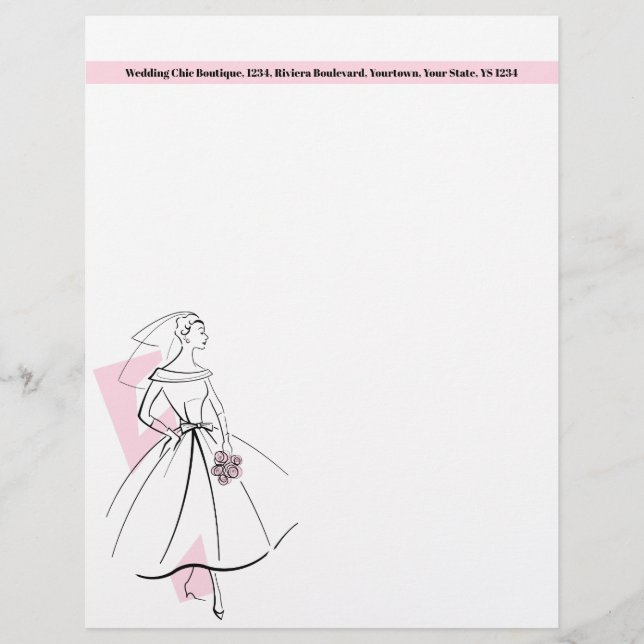Mode Bride Pink Briefkopf Adresse oben pink (Vorderseite)