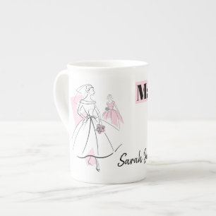 Mode Bride Pink Trauzeugin Knochen China Prozellantasse