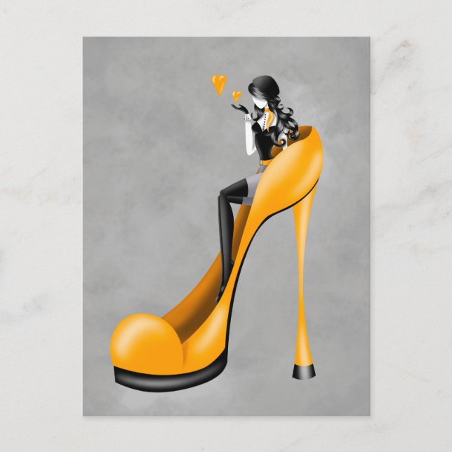 Mode-Dame mit Stöckelschuh  Postkarte (Vorderseite)
