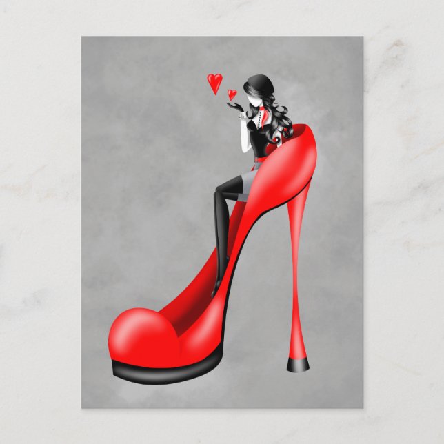 Mode-Dame mit Stöckelschuhen  Postkarte (Vorderseite)