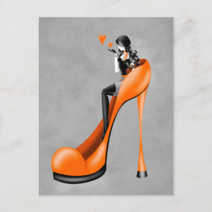 Mode-Dame mit Stöckelschuhen  Postkarte
