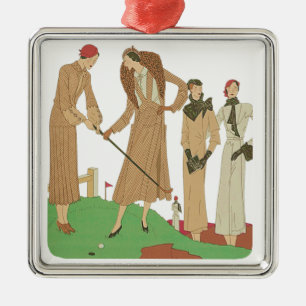 Mode der 1920er Jahre Modische Damen beim Golfspie Ornament Aus Metall