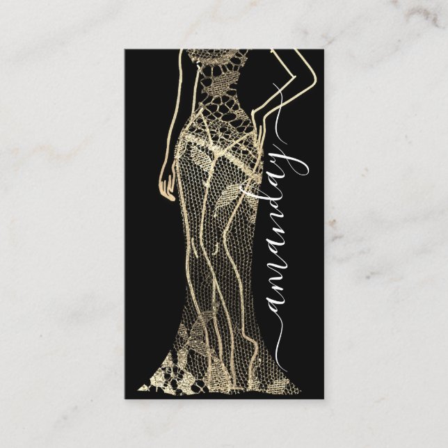Mode Designer Dress Logo QR Gray Black Gold Visitenkarte (Vorderseite)