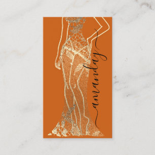 Mode Designer Dress Logo QR Orange Gold Lace Visitenkarte