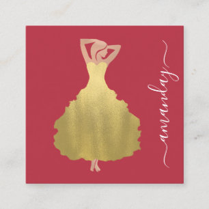 Mode Designer Rose Gold Dress Logo QR Code Quadratische Visitenkarte