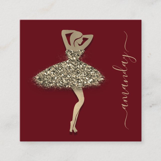 Mode Designer Shop Dress QR Code Logo Gold Rot Quadratische Visitenkarte (Vorderseite)