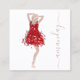 Mode Designer Shop Dress QRCode Logo Rose Rot Quadratische Visitenkarte