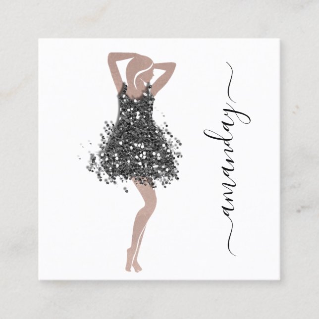 Mode Designer Shop Dress QRCode Logo Rose Weiß Quadratische Visitenkarte (Vorderseite)