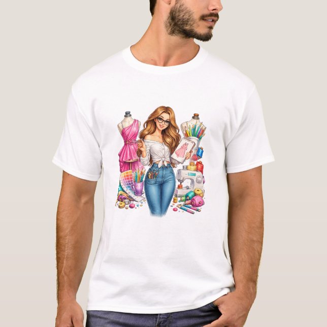 Mode-Designerin Mädchen Kunst. T-Shirt (Vorderseite)