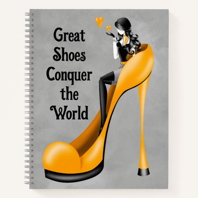 Mode-Diva in Stiletto Gelb Notizbuch (Vorderseite)
