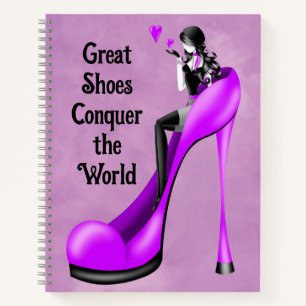 Mode-Diva in Stiletto-Lila Notizbuch