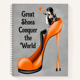 Mode-Diva in Stiletto orange Notizbuch