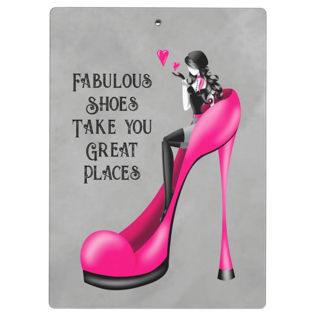 Mode-Diva in Stiletto Pink Klemmbrett (Rückseite)