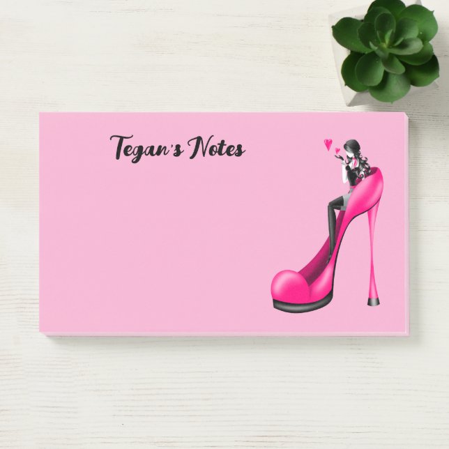 Mode-Diva in Stiletto Pink Post-it Klebezettel (Büro)