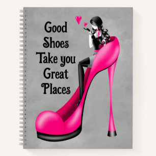 Mode-Diva in Stiletto-Rosa Notizbuch
