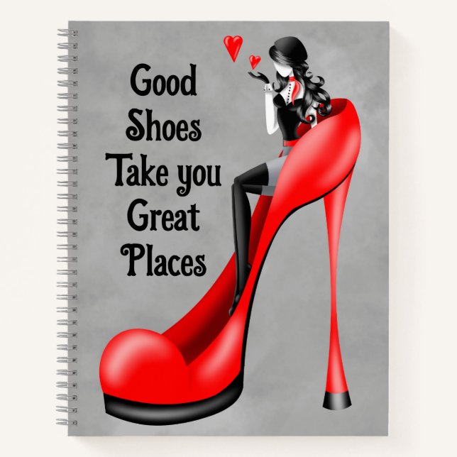 Mode-Diva in Stiletto Rot Notizbuch (Vorderseite)