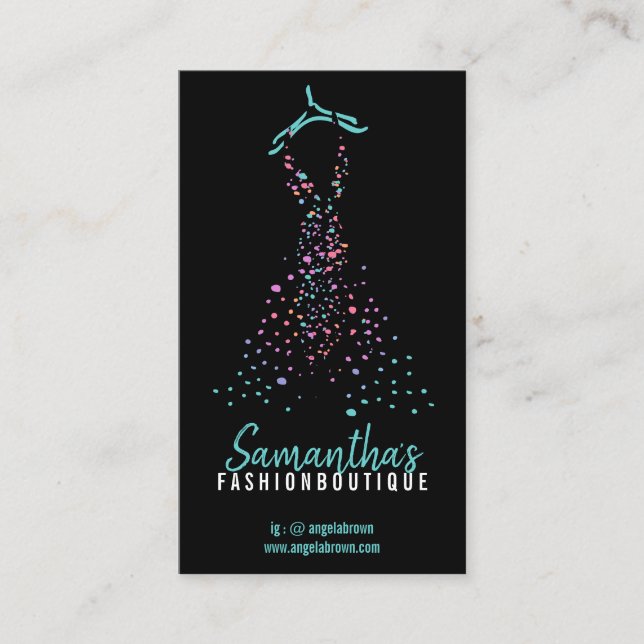 Mode Dress Boutique Shop Händler Blogger Dots Visitenkarte (Vorderseite)