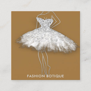 Mode Dress Brown Logo QR Stylist Body Boutique Quadratische Visitenkarte