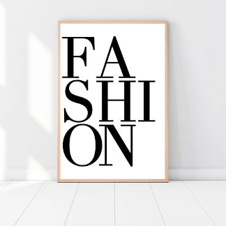 Mode Fashionista, Chic Modern Black & White Art Poster