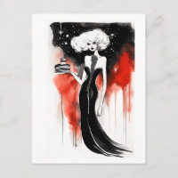 Mode-Feier. Schöne Frau mit Kuchen