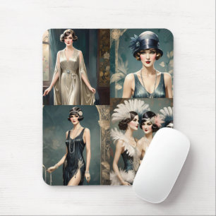 Mode-Foto-Collage für Damen der 1920er Jahre, Mousepad