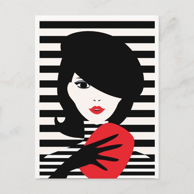 Mode-Französisch Stilistische Mode-Illustration Postkarte (Vorderseite)