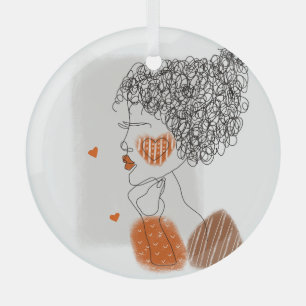 Mode-Frau: Graphic Black Lines Ornament Aus Glas