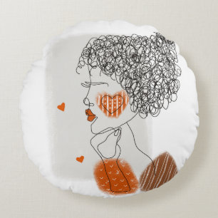 Mode-Frau: Graphic Black Lines Rundes Kissen