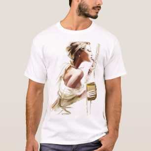 Mode Frau: Stilvolles, zeitgenössisches Portrait. T-Shirt